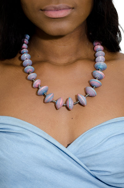 African paper bead necklace