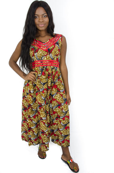 African print Sleeveless Maxi Dress