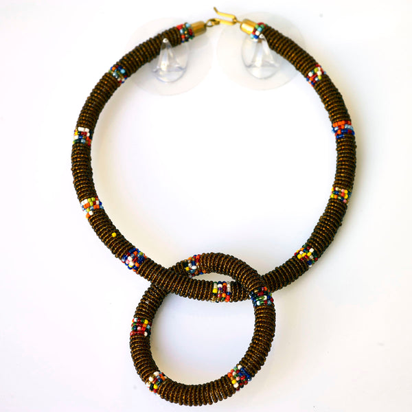 African Beaded Jewelry Set of Necklace and Bracelet