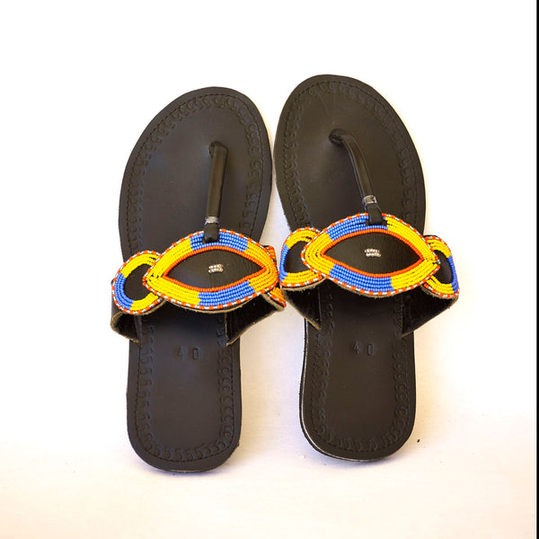 Masai Leather African beads sandals for women