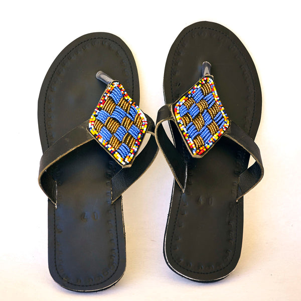 Maasai Leather African beads sandals for women