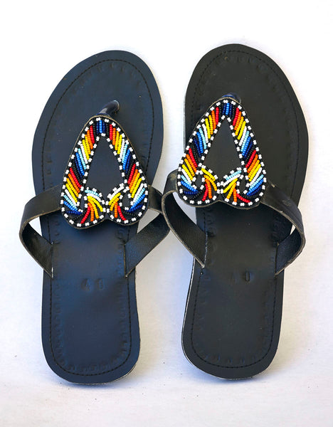 Maasai Leather African Beads Sandals for Women