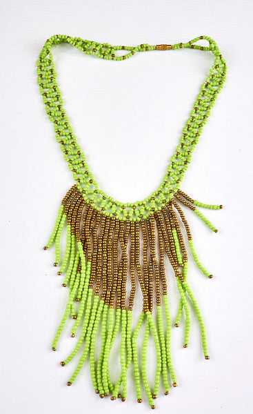African Beaded long Cascading Necklace
