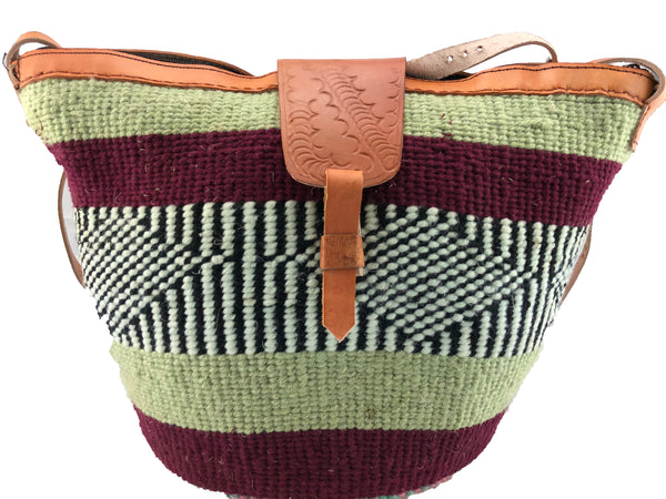 Handcrafted colorful hemp thread knitted shoulder bags