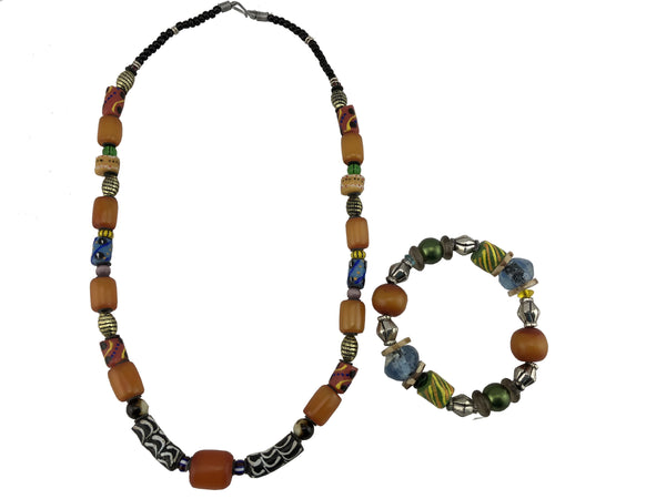 Salama African beaded Necklace and bracelet set