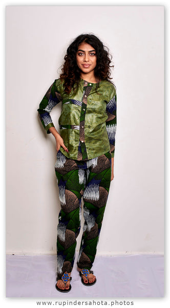 African print blouse and pants set